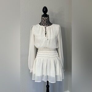 Long Sleeve Peplum Cream Dress